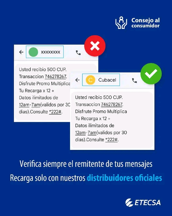 ETECSA alerta: Que no te estafen con una recarga internacional