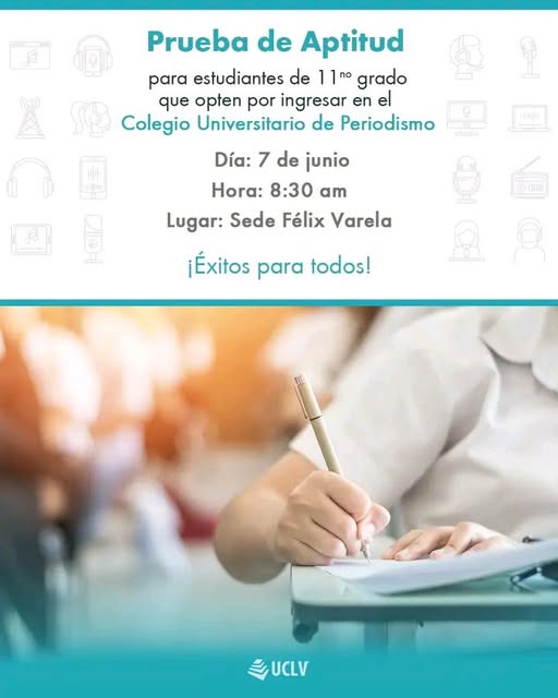 Informan sobre prueba de aptitud para Colegio Universitario de Periodismo