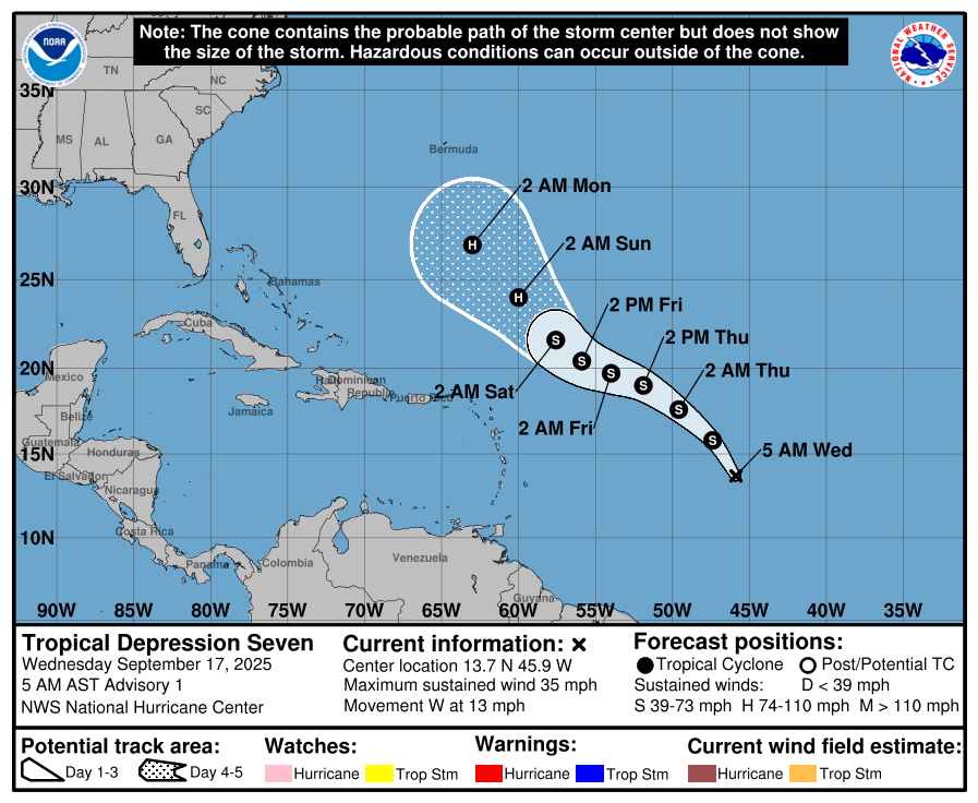 Se forma la séptima depresión tropical de la temporada