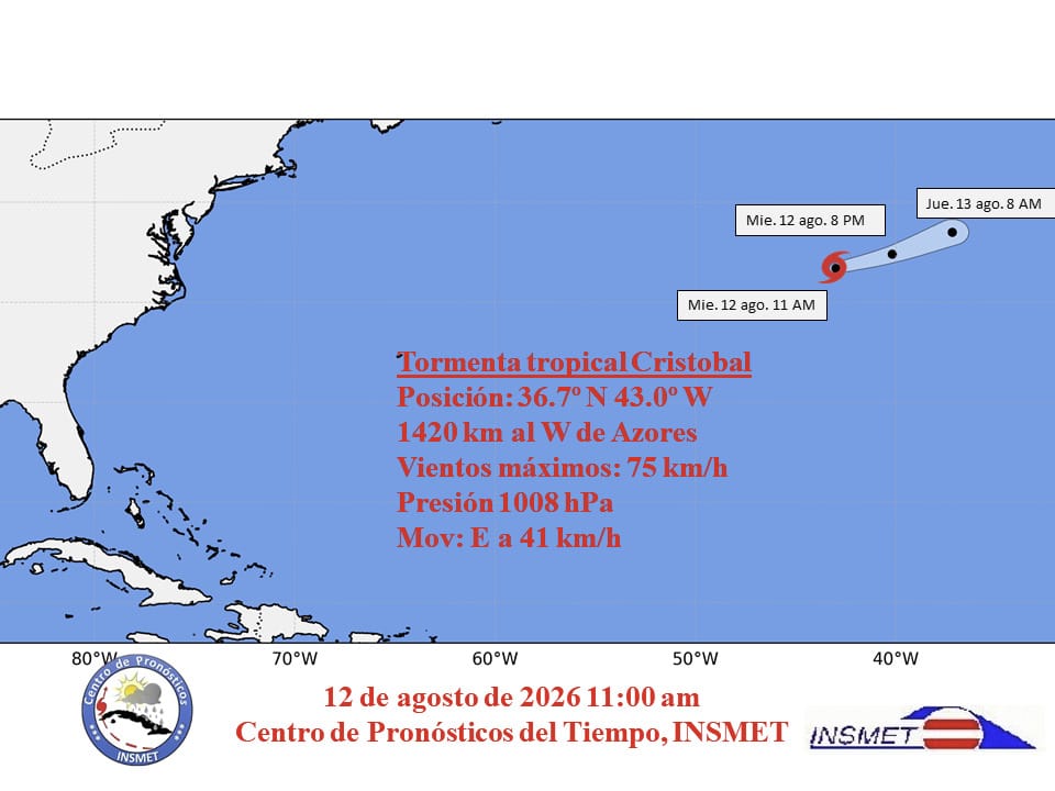Se forma la tormenta tropical Cristóbal en el Atlántico Norte