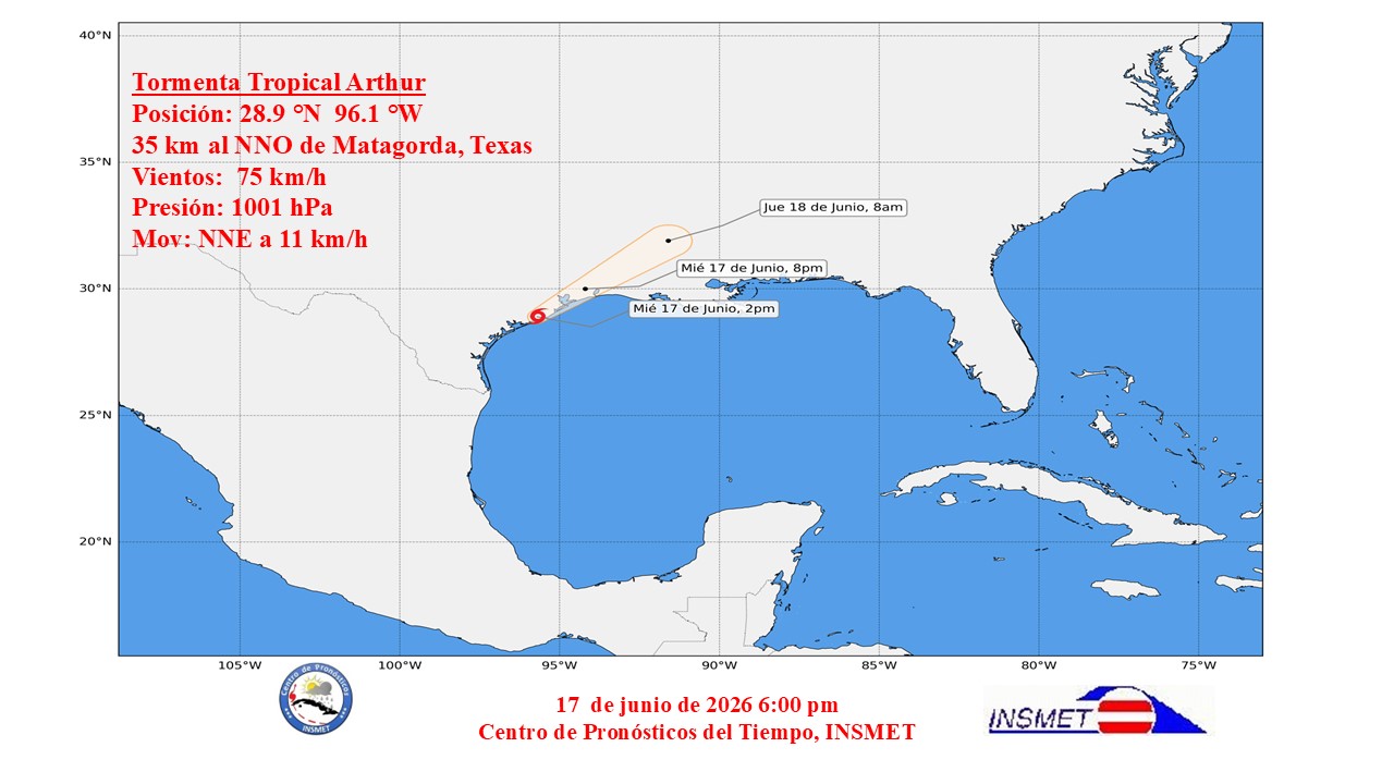 Tormenta Tropical Arthur se intensifica ligeramente, sin ofrecer peligro para Cuba
