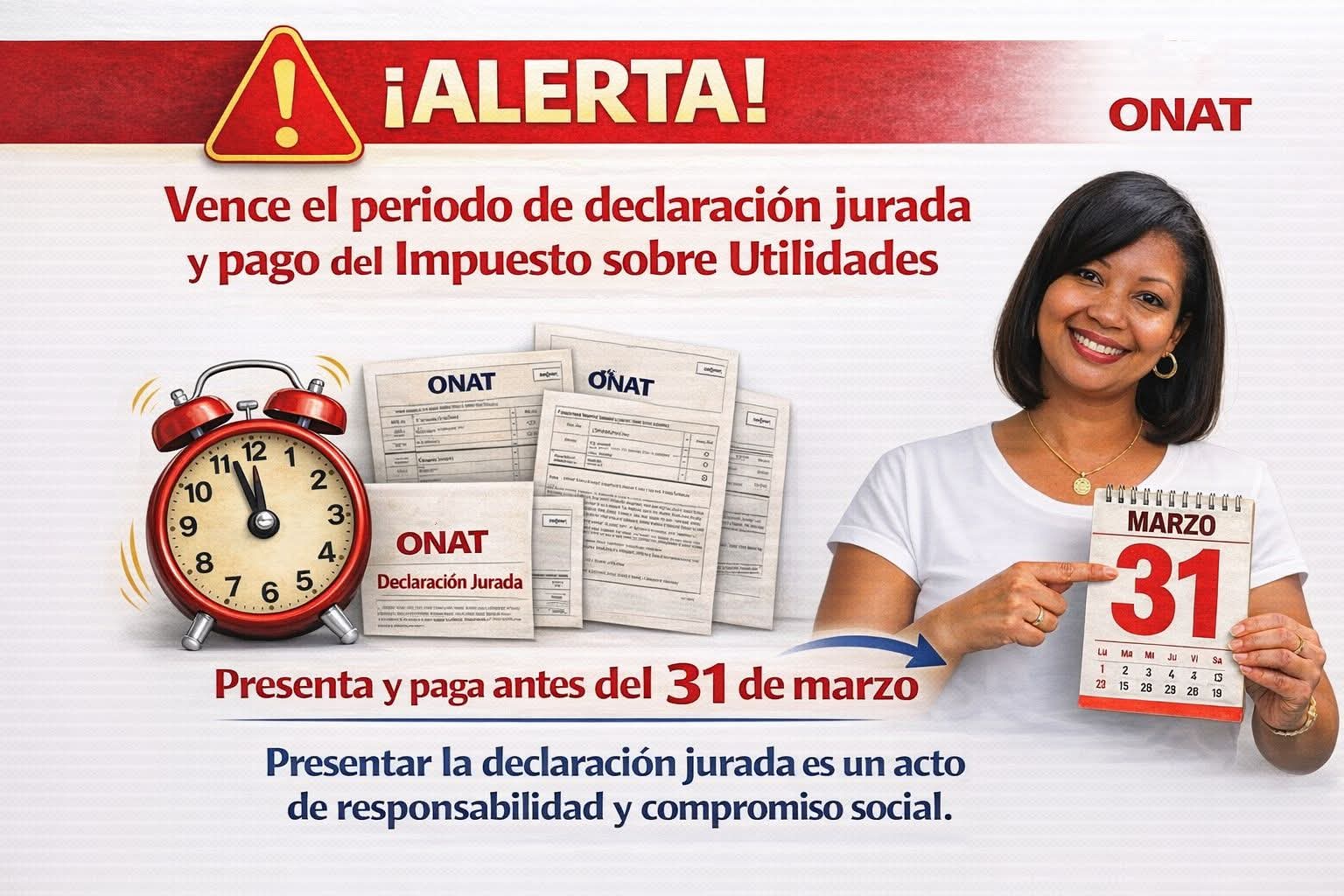 ONAT: martes 31 de marzo, último día para liquidar impuesto sobre utilidades